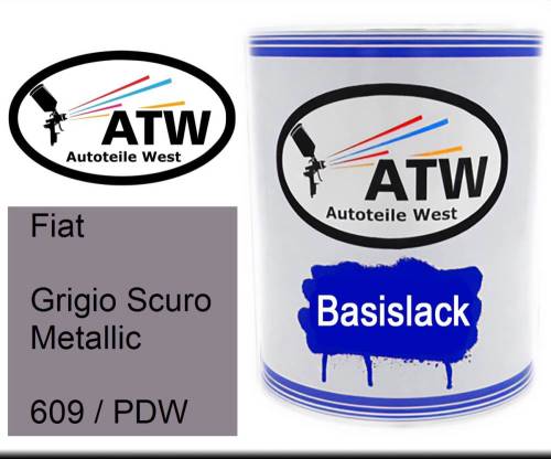 Fiat, Grigio Scuro Metallic, 609 / PDW: 1L Lackdose, von ATW Autoteile West.